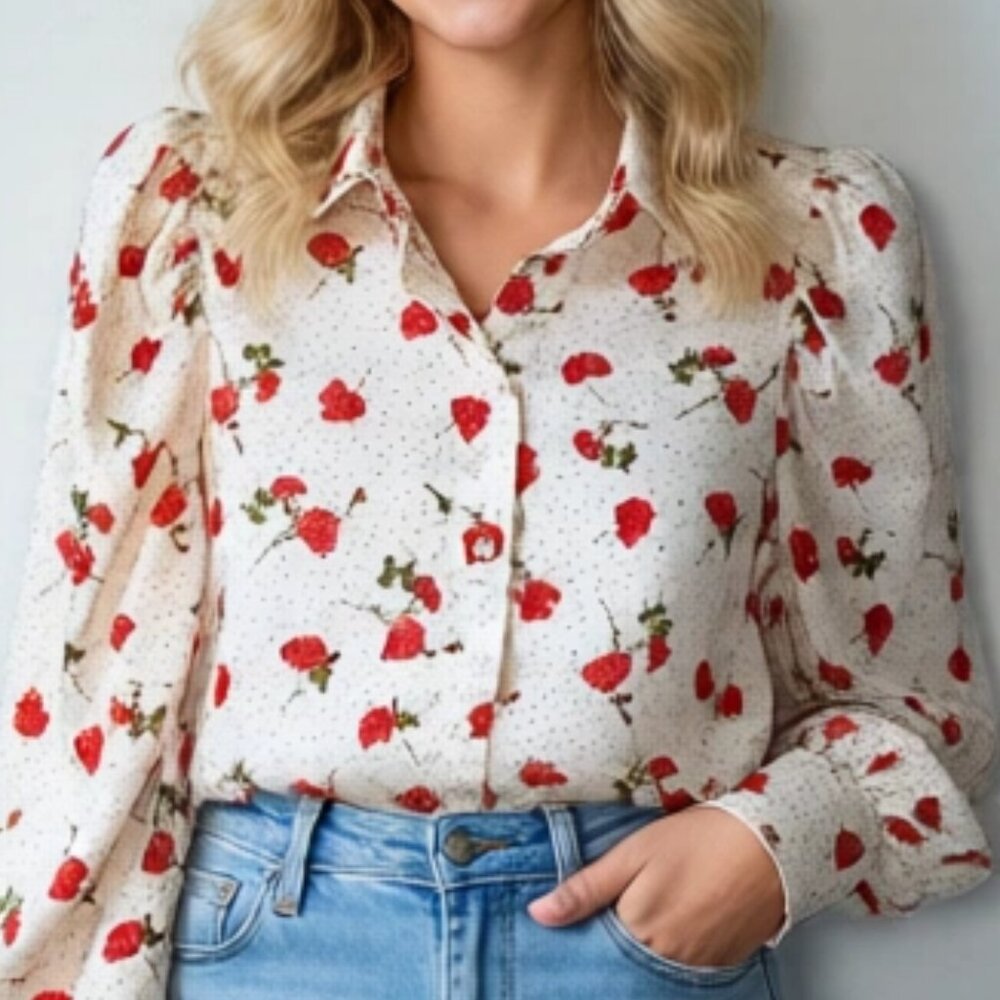 Red Flower Zara Blouse